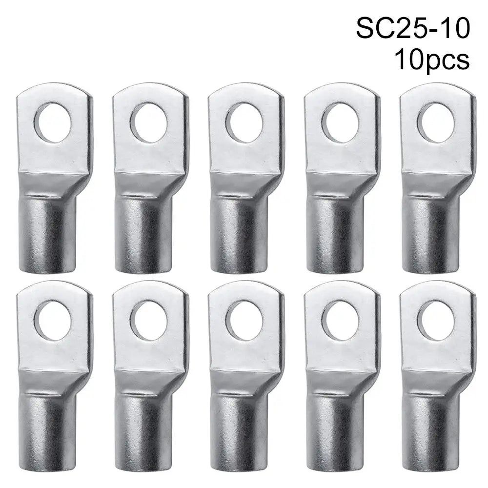10Pcs 16-35mm2 6mm 8mm 10mm Cable Connector Kit SC Type Wire Nose Terminal Crimp SC16-6 SC25-6 SC35-6 Bolt Hole Tinned Lugs Ring Oasis Select 10pcs SC25-10