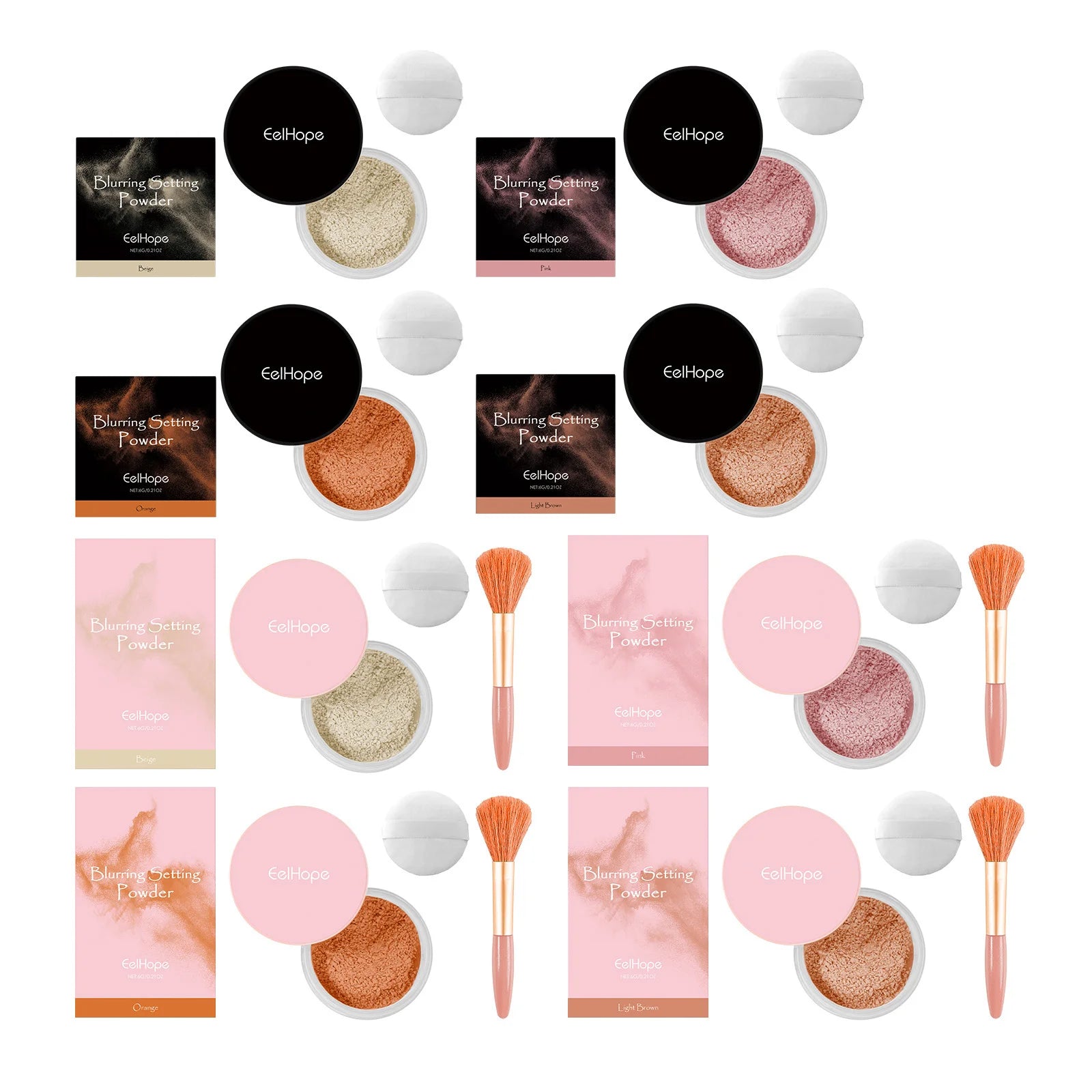 Eelhope Blurring Setting Powder – Matte Oil Control 6g Loose Setting Powder Oasis Select 8pcs boxed