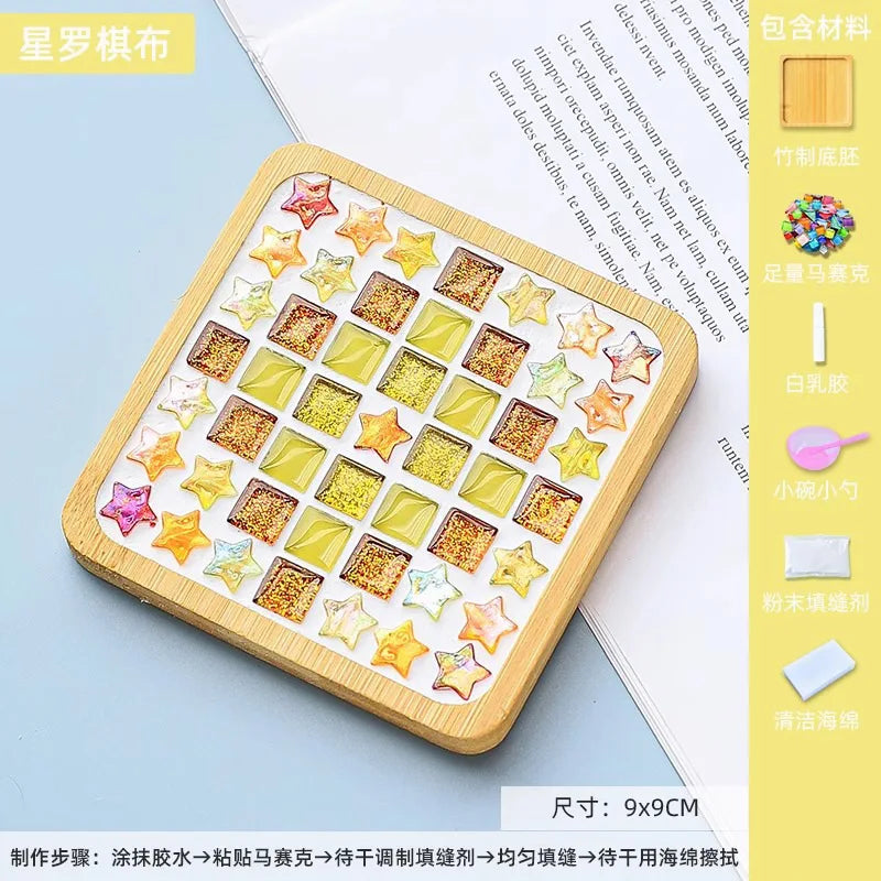 Mosaic Coasters DIY Creative Children's Handmade Material Pack Event New Year's Easter Handmade Diy Gifts Oasis Select Square Q 9 9cm