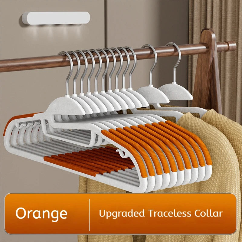 10Pcs Black/Orange/Grey Multifunctional Wet and Dry Household Hanger Suitable for Hanging Clothes Bedroom Wardrobe Anti-Slip Oasis Select New Orange 10pcs