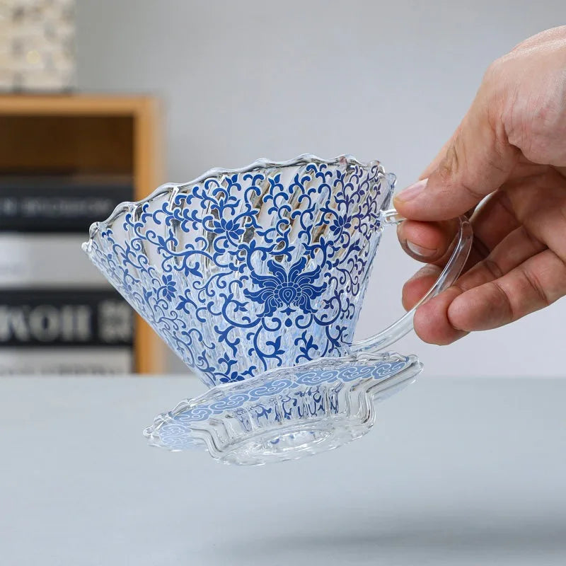 Coffee Pot Blue and White Porcelain Glass Coffee Filter Cup Home Store Drinking Utensils High Temperature Resistance Oasis Select B