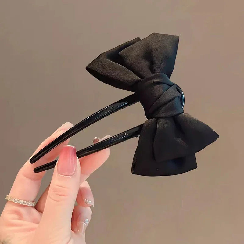 Elegant Black Bow U-Shaped Hair Clip | Boutique Hairpin Hair Clip Oasis Select