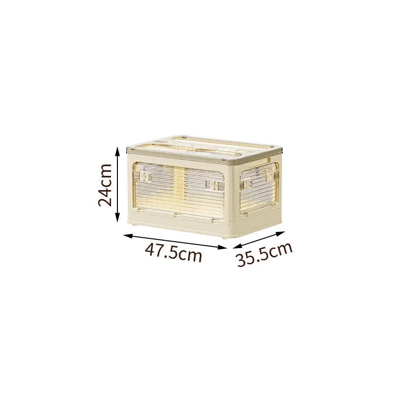 Cream wind folding storage box Bedroom multi-functional storage box Free stacking Large capacity transparent visual storage box Oasis Select Type F