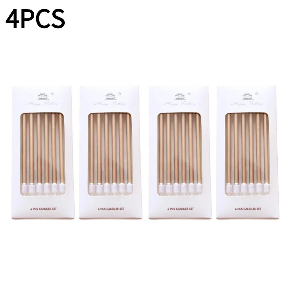 Gold & Silver Birthday Cake Candles – 6-Pack Cupcake Toppers Birthday Cake Candles Oasis Select G
