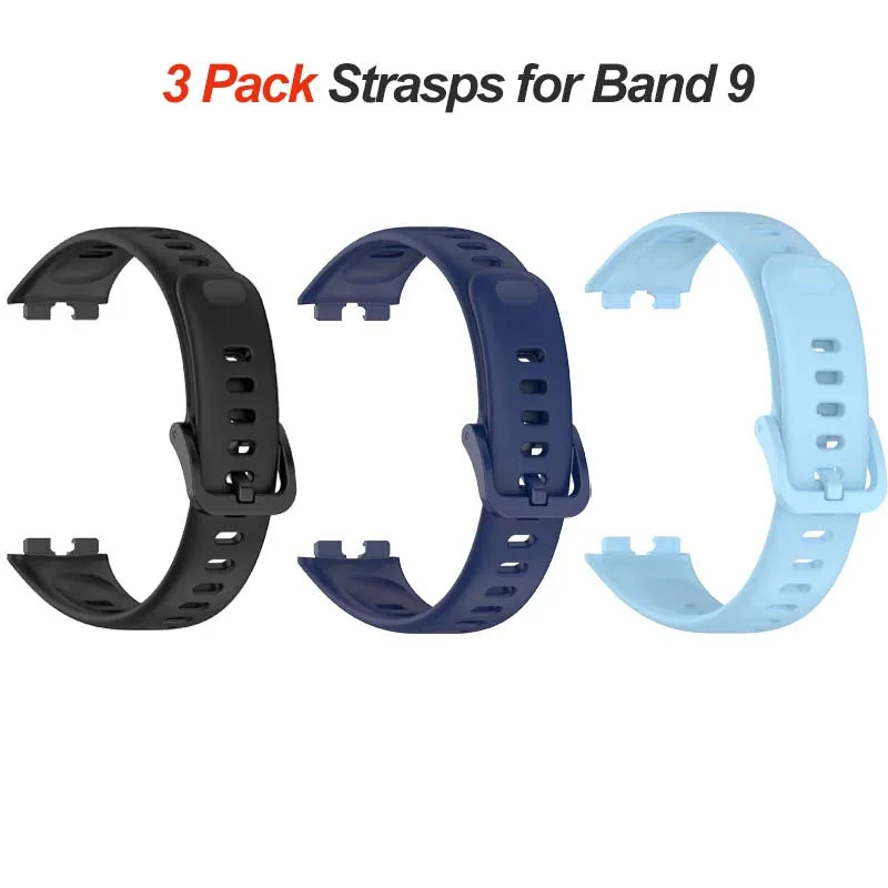 3-Pack Silicone Bands for Huawei Band 9 / Band 9 NFC – Mixed Colors Smartwatch Band Oasis Select