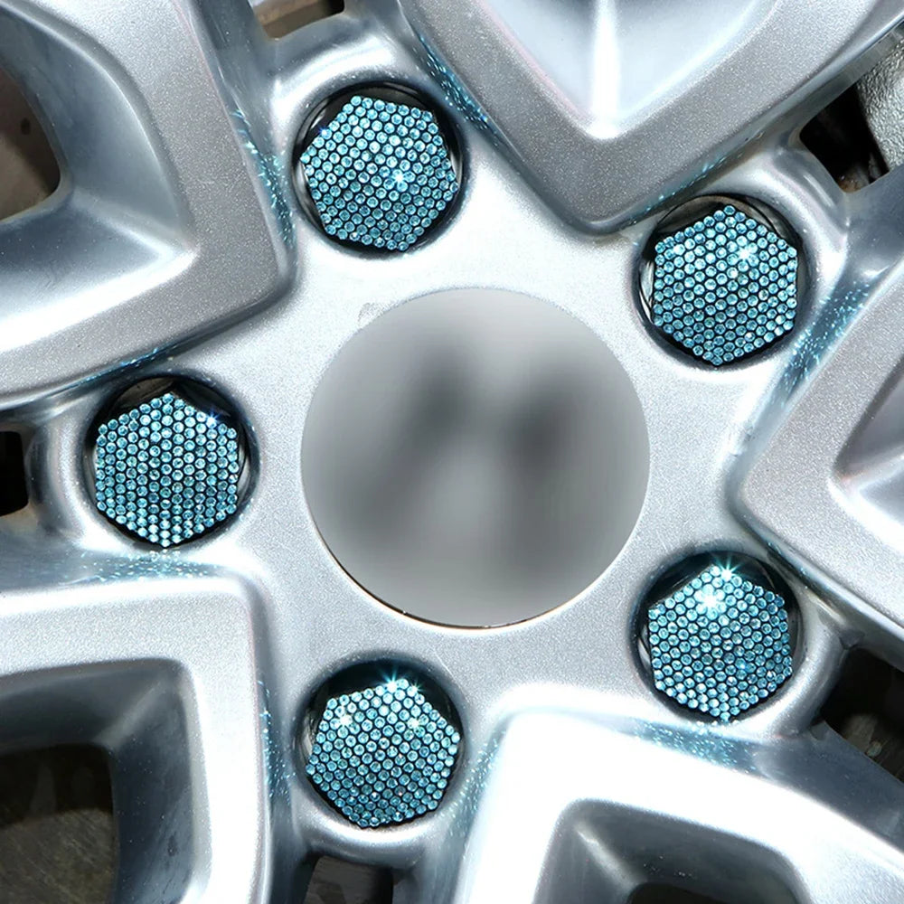 1Set Car Tire Screw Protection Cover Diamond-studded Hub Caps Anti-Rust Wheel Nut Rim Cover Wheel Nut Caps Gift for New Car Oasis Select