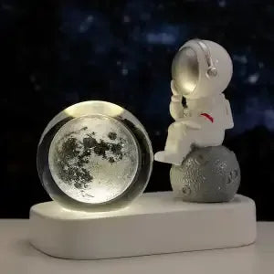 Astronaut Night Light Desktop Small Ornaments Decorative Crystal Ball Birthday Gift for Boys and Girls Decoration Oasis Select Think moom USB gift packae