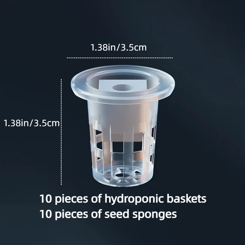 10pcs Hydroponic Seedling Basket Set (Includes 10 Planting Baskets + 10 Seedling Sponges)|Seed Stabilization to Prevent Drifting Oasis Select