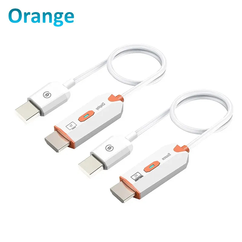 Wireless HDMI-Compatible Transmitter Receiver 1080P@60Hz No Driver Needed Factory Pre-Paired Plug and Play for Projector Monitor Oasis Select Orange