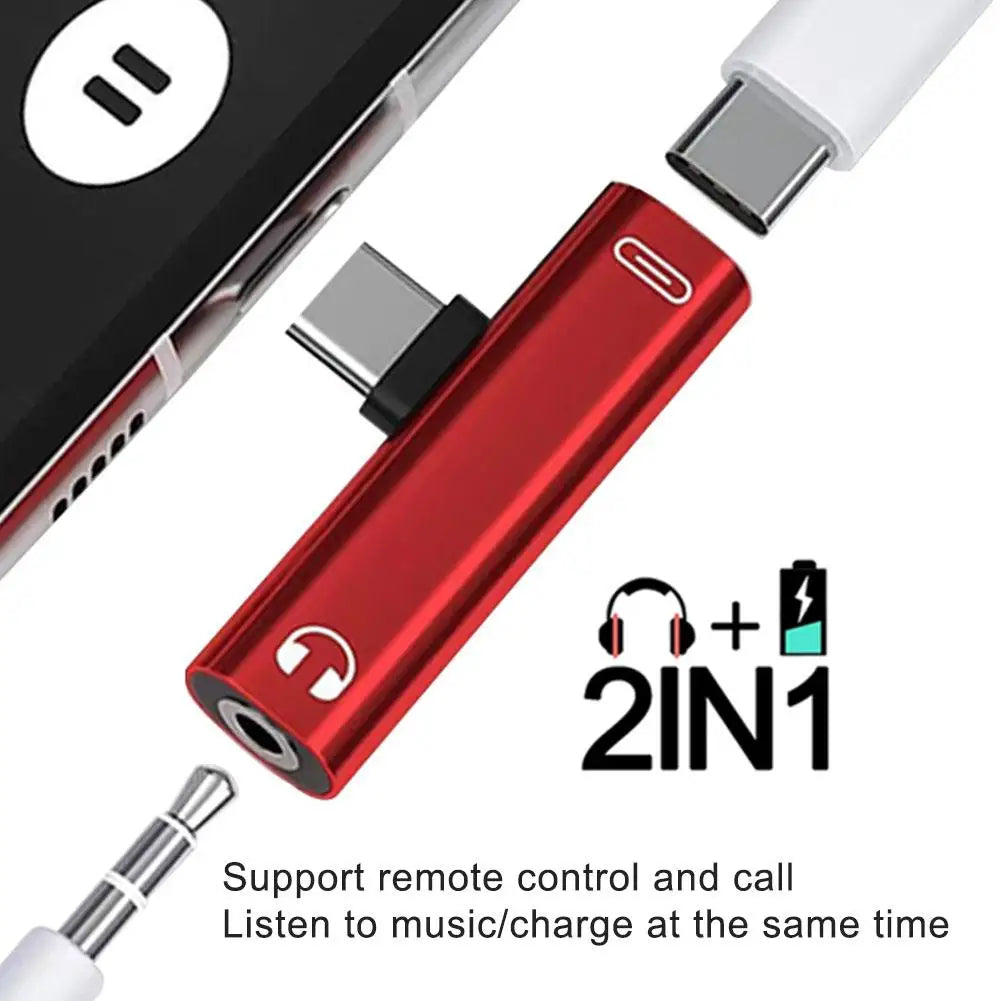 2-in-1 USB-C to 3.5mm Audio Adapter & Type-C Charging Cable