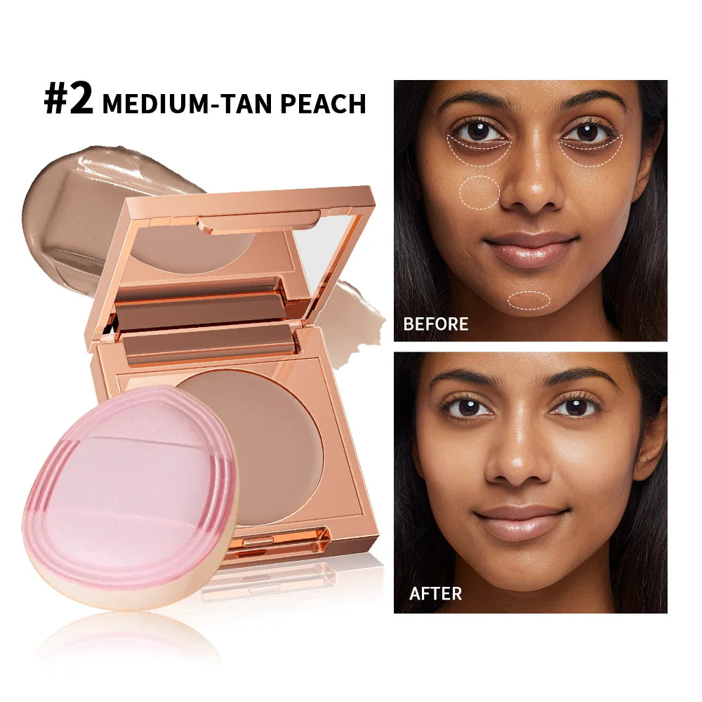 Colored CC Undereye Corrector Concealer With Puff Cover Dark Circles Acne Pores Long Lasting Eyes Korean Makeup Brightening Skin Oasis Select