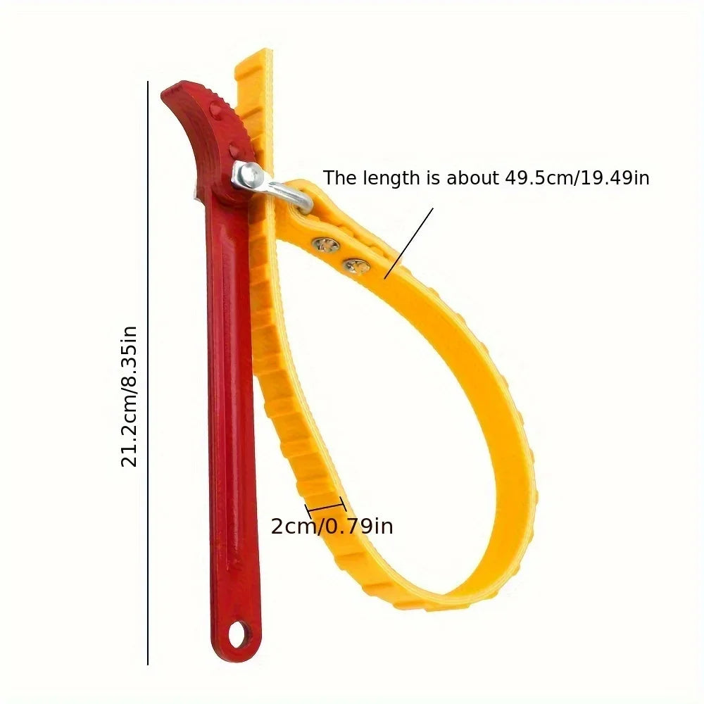 8IN Belt Wrench Oil Filter Puller Strap Spanner Chain Wrench Strap Opener Adjustable Strap Opener Cartridge Disassembly Tool Oasis Select yelllow