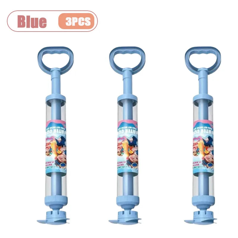 Large Capacity Double Nozzle Water Spray Toy for Kids Water Fight Splash Blaster Pull String Outdoor Summer Beach Play Oasis Select Blue-3PCS