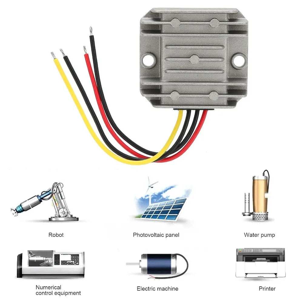 DC Voltage Reducer 36V/48V Step Down to 12V 10A 120W Converter High-Efficiency Synchronous Buck Regulator with IP67 Waterproof Oasis Select