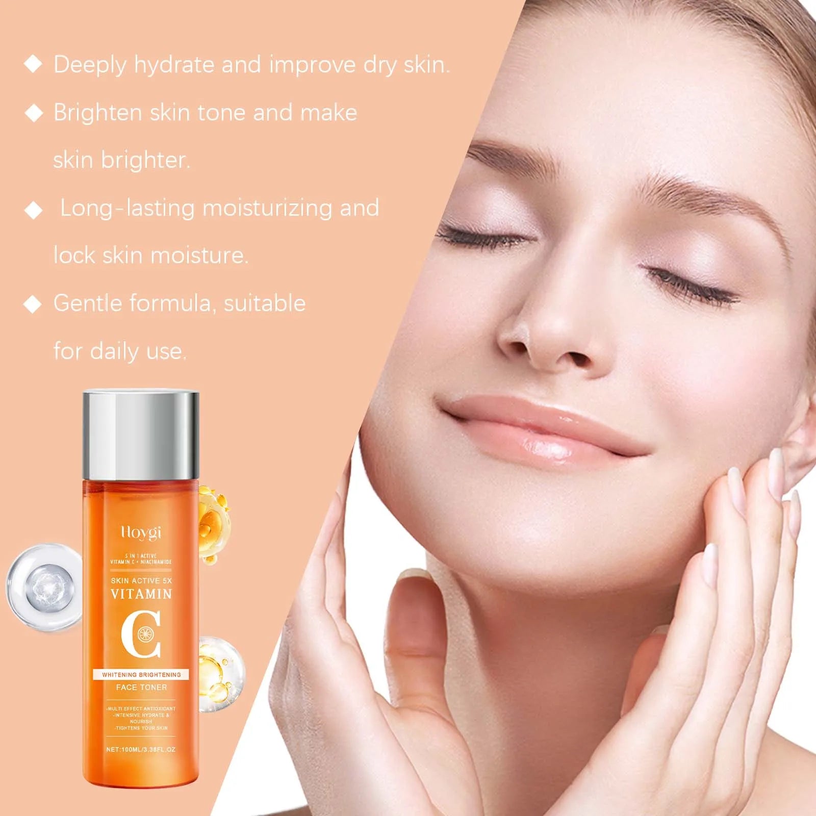 Vitamin C Hydrating Toner Moisturizing Brightening Refreshing Antioxidant Facial Essence Shrink Pores Smoothing Face Skin Care Oasis Select