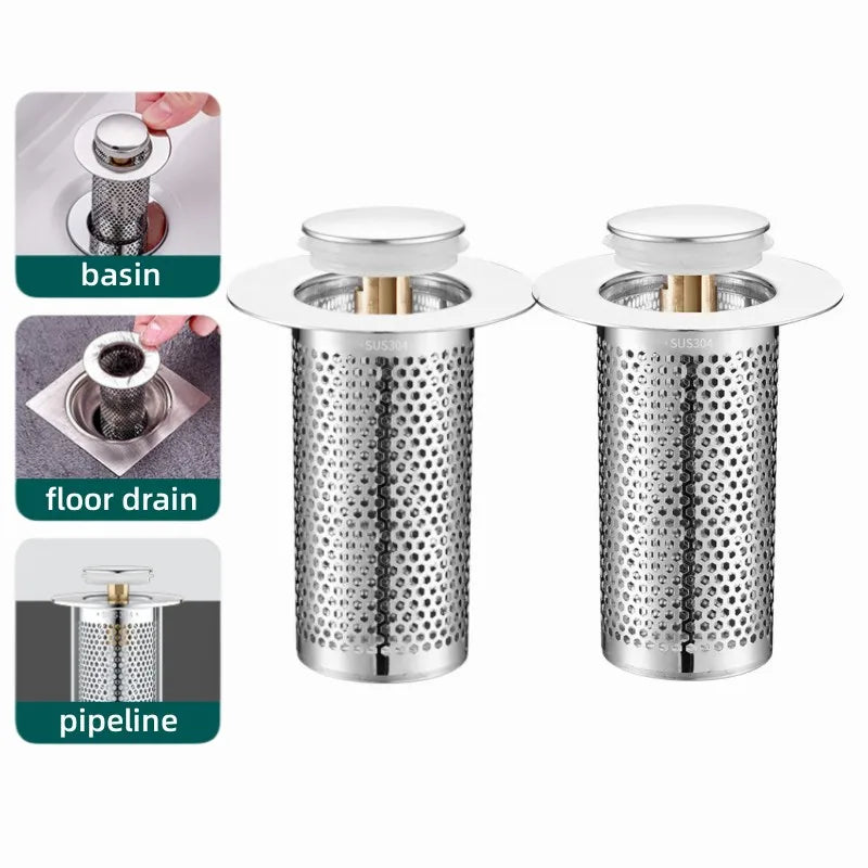 Stainless Steel Floor Drain Filter Mesh Pop-Up Bounce Core Basin Drain Stopper Shower Hair Catcher Strainer Bathroom Accessories Oasis Select
