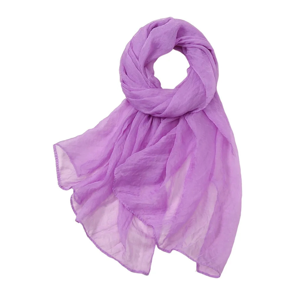 Elegant Solid Color Chiffon Scarf Thin Protection Sunscreen Shawl Soft Long Female Wrap Shawls Summer Oasis Select Purple