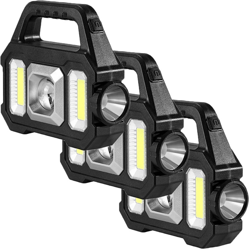 Solar Rechargeable Flashlight Zoomable Waterproof COB LED Torch Brightly Light Portable Powerful Lantern for Camping Oasis Select S157-B-3