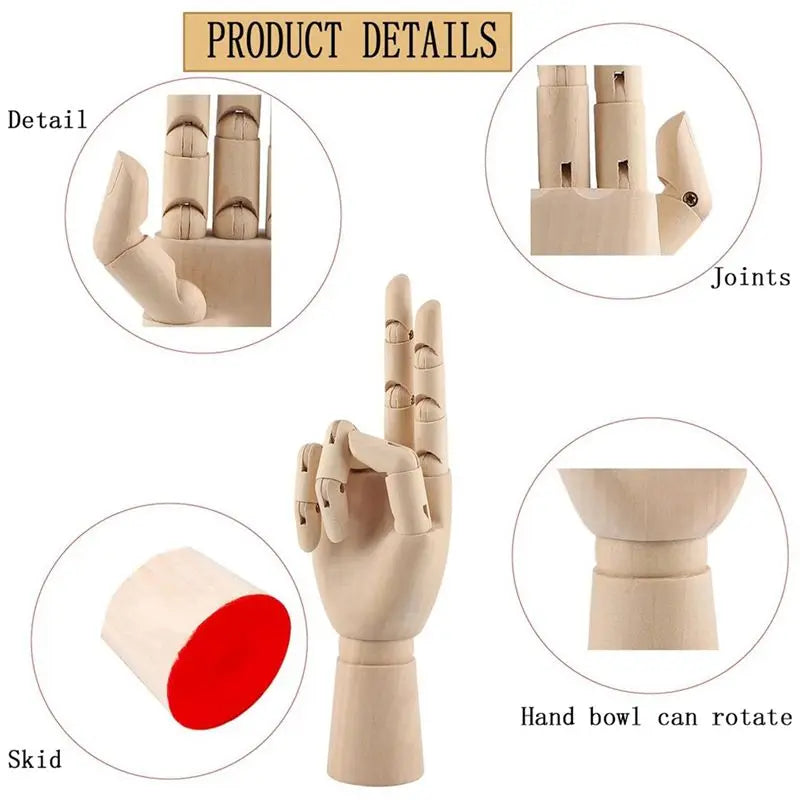 LIKE WISH Wooden Hand Model, 2 PCS, 12 Inches Left And Right Hand Art Mannequin Figure With For Hand Jewelry Display, Decoration Oasis Select