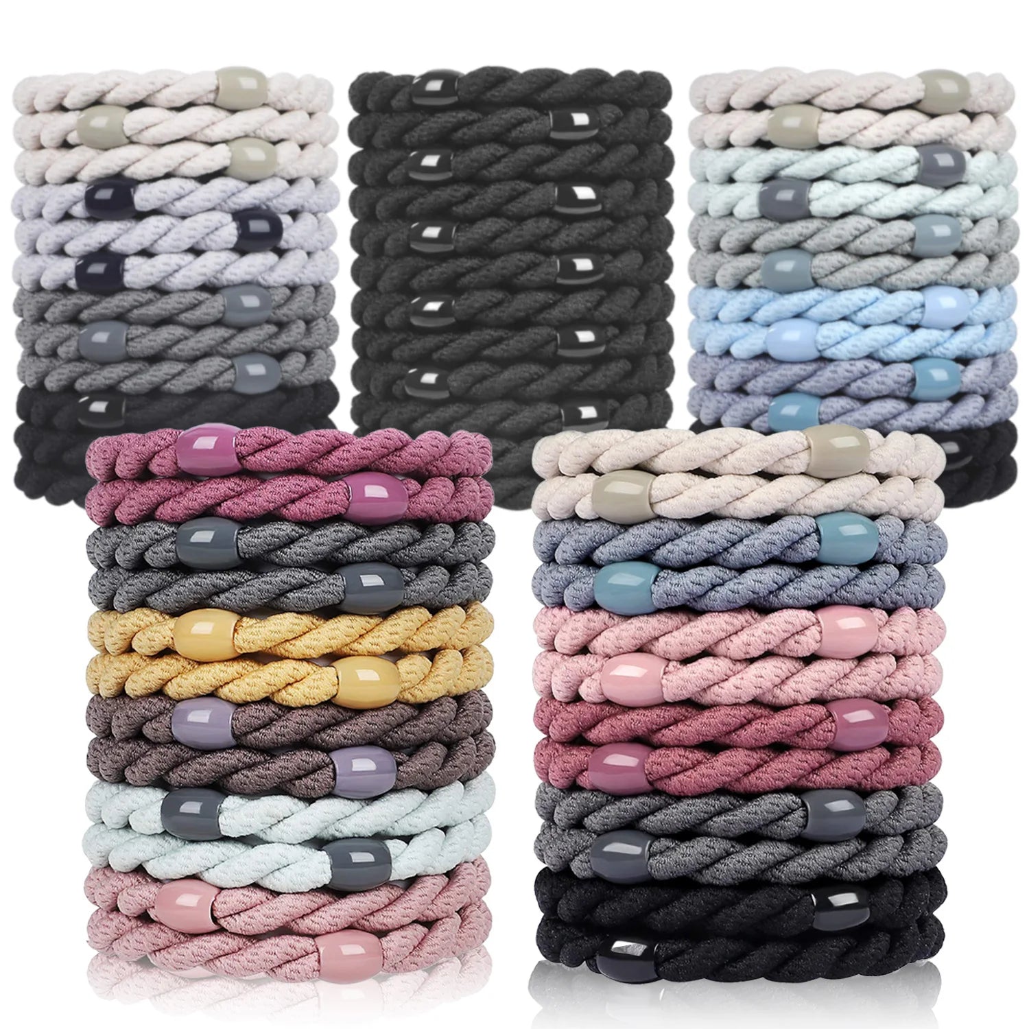 12pcs No Damage Elastic Bracelets Cute Hair Tie Bands Cotton Bands Soft Woven Ponytail Holders for Girls and Women Accessories Oasis Select