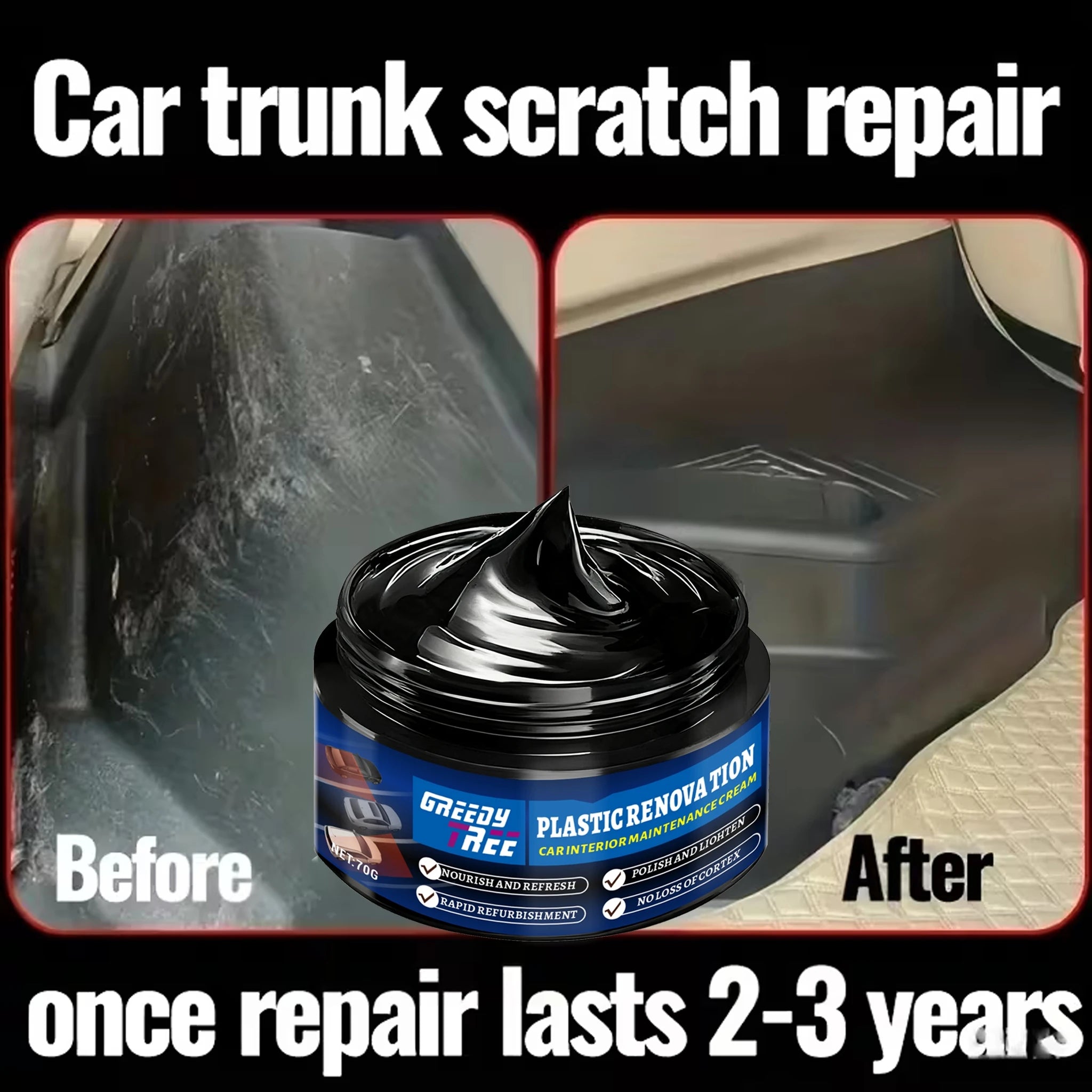 Black Gloss Plastic Component Polishing Paste Automotive Interior Seat Repair Wax for Steering Wheel Oasis Select