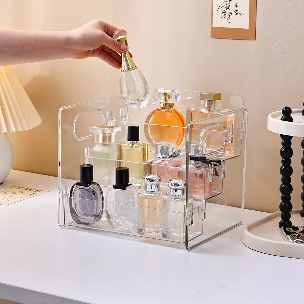 1pc 3-layer Acrylic Buckle Perfume Storage Rack Portable Desktop Perfume Cosmetics Display Rack Stepped Dresser Storage Rack Oasis Select