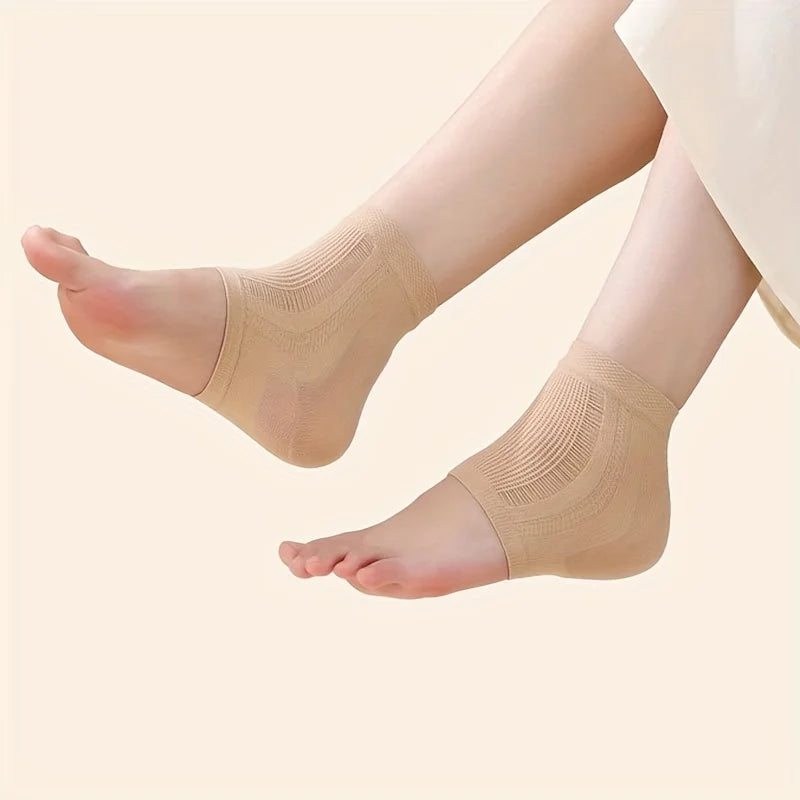 Silicone Ankle Support Socks – High Elasticity, 1 Pair Ankle Support Socks Oasis Select Beige