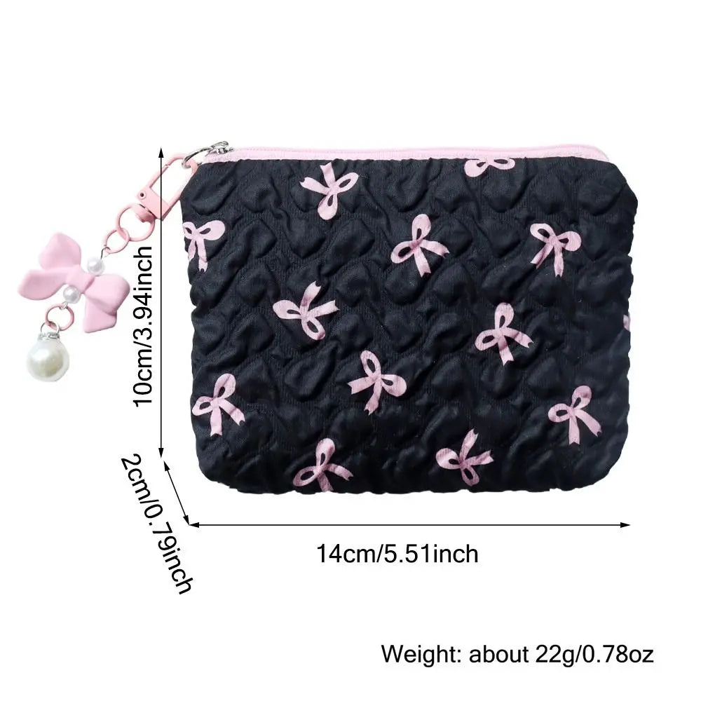 Fresh Small Floral Quilted Cotton Makeup Bag Little Bow Large-Capacity Girls' Make Up Organizer Travel Cosmetic Bag for Women Oasis Select