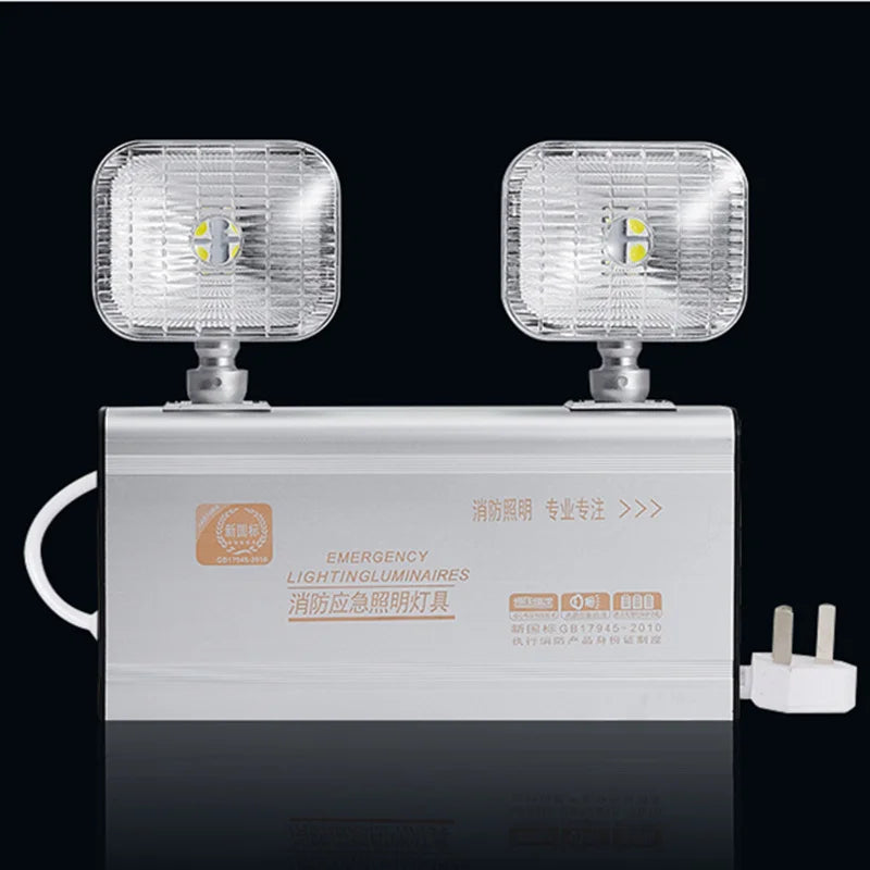 Double Head LED Emergency Light Wall Mount – AC200-240V Aluminum