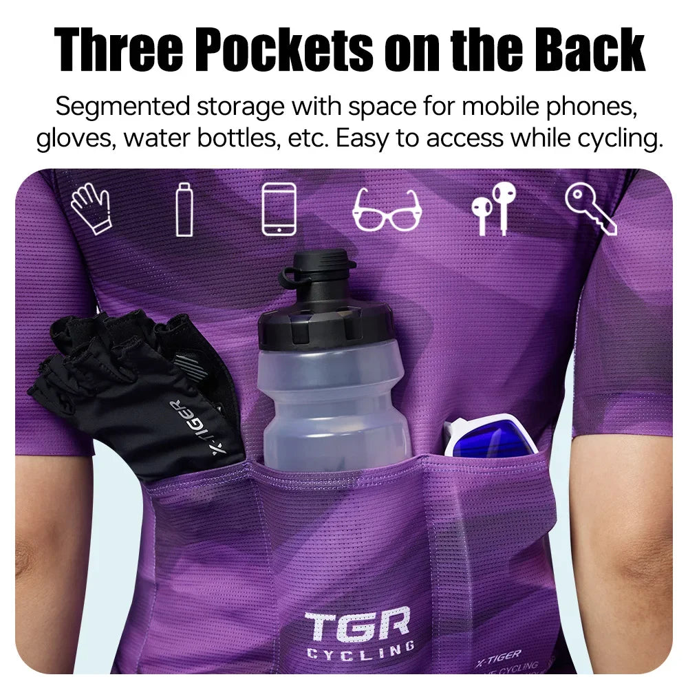 X-TIGER Cycling Jersey Women Outdoor Breathable Quick-drying Short Sleeve Pro High Elastic For Long Distance Bicycle Clothing Oasis Select