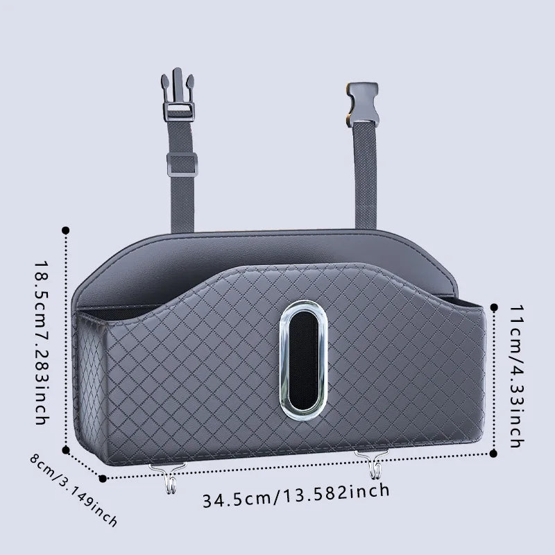 PU Leather Car Seat Back Organizer with Tissue Holder