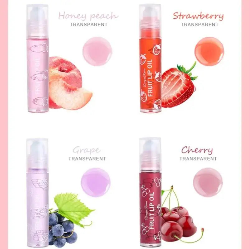 4 Pack Roller Ball Lip Oils Moisturizing Hydration Transparent Balm Nourishing Care Prevent Dry Lips Health Oasis Select