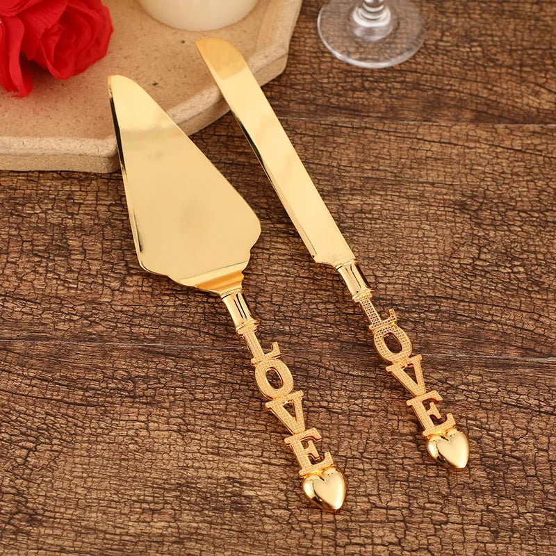 2Pcs Wedding Cake Knife and Shovel Pizza Bread Knife Wedding Supplies Cake Knife Triangle Bread Shovel Baking Tools Oasis Select Style 44