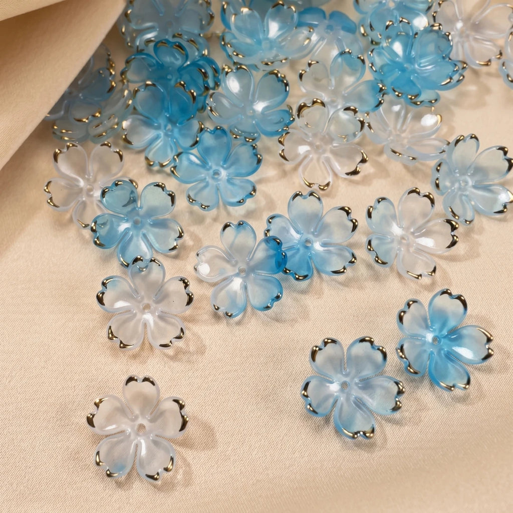 50pcs Colorful Cherry Blossom Beads 5-Petal Acrylic Flower Beads Mini Spacer Beads Hair Charms Christmas for Bracelets Earring Oasis Select 2