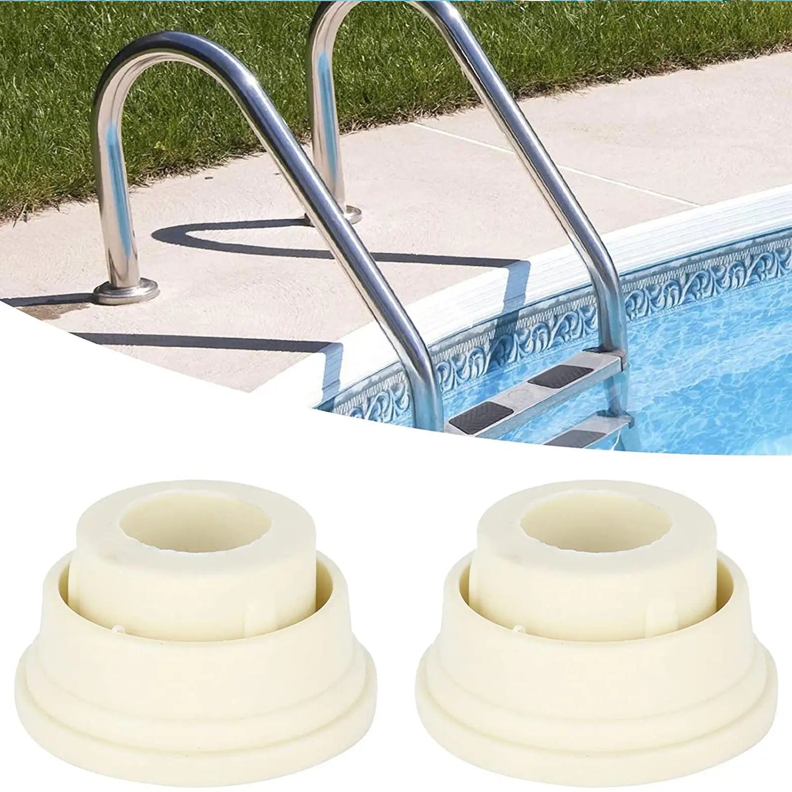 Ladder Bumper, Set of 2pcs White Ladder Rubber Plug for Swimming Pool Ladders Swimming Pool Accessory Oasis Select