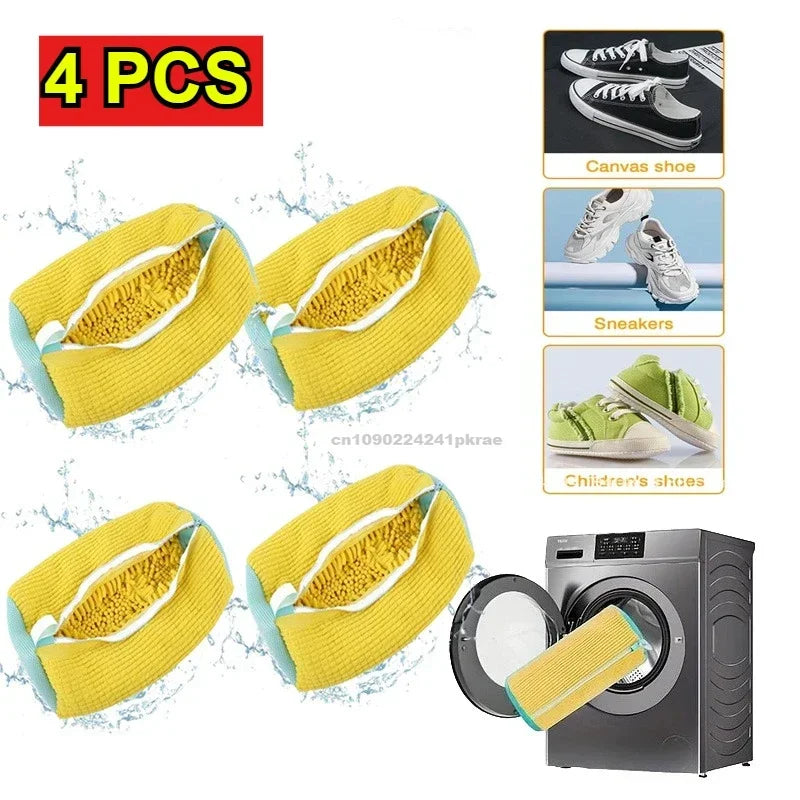 Sneaker Washing Net Bag To Wash Slippers Shoe Laundry Net Washing Machine Bag Slippers Shoes Bags Wash Slippers Washing Shoe Bag Oasis Select 4PCS-yellow