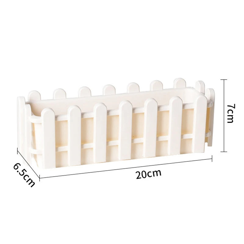 SUSU 1pc Fence Flower Pot Plastic Plant Basket Artificial Flower Container Artificial Plant Display for Home Desk Office Decor Oasis Select