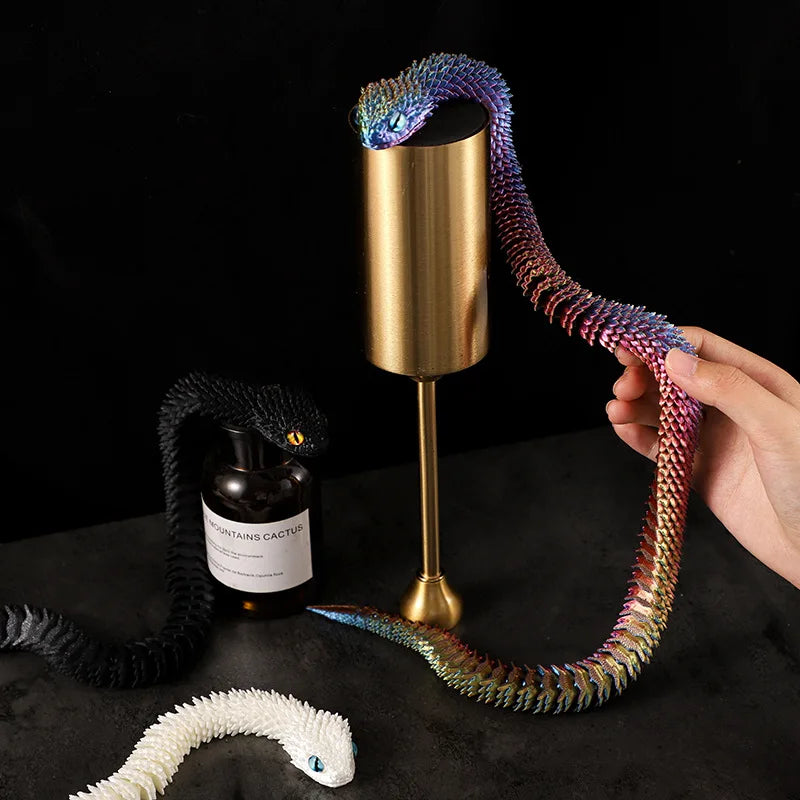 Snake Sculpture Articulated Snake Decor Articulated Snake Figurine with Movable Joints 3d Printed Model for Home for Bookshelf Oasis Select