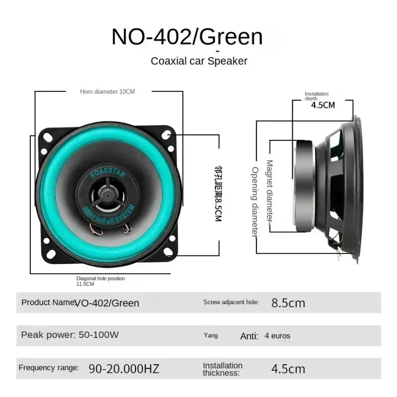 4/5/6.5 Inch Car Speakers Coaxial Subwoofer Universal Automotive Audio HiFi Music Full Range Frequency Car Stereo Speaker Oasis Select