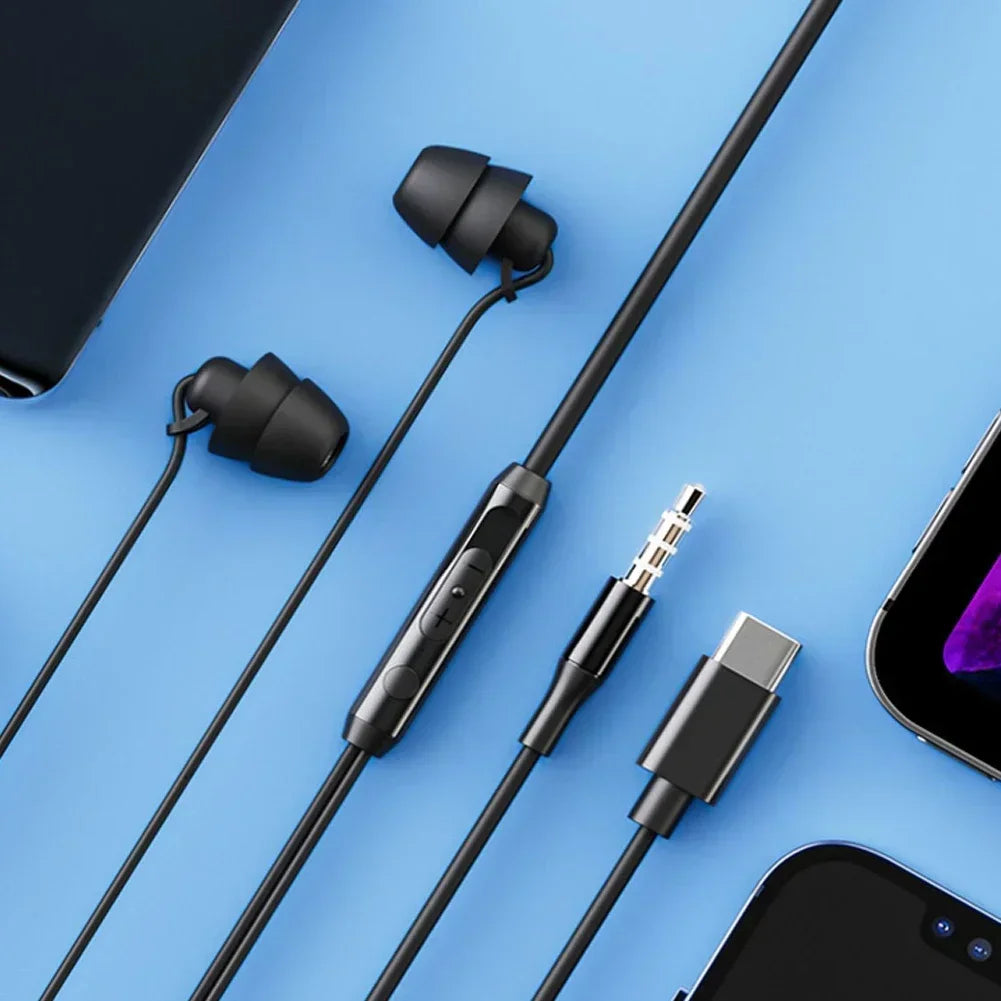 Silicone Sleep Earphones 3.5mm Wired In-Ear Headphones with Mic