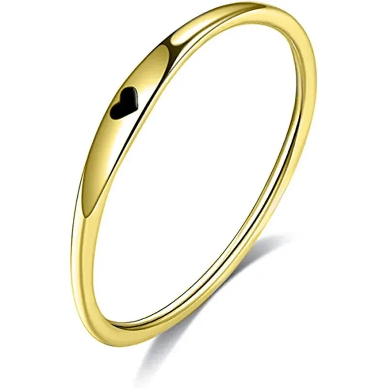 925 Sterling Silver Heart Carved Stackable Promise Ring | Sizes 6–10 Sterling Silver Ring Oasis Select Golden 8