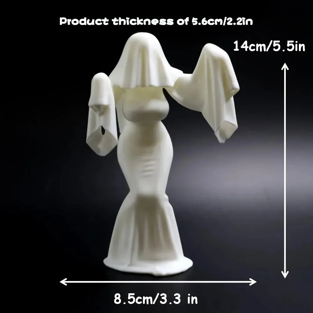 3D Printed Female Ghost Figurine Spooky Creative Ornament Unique Art Decor Personalized Home Space Decoration Craft Gift Oasis Select