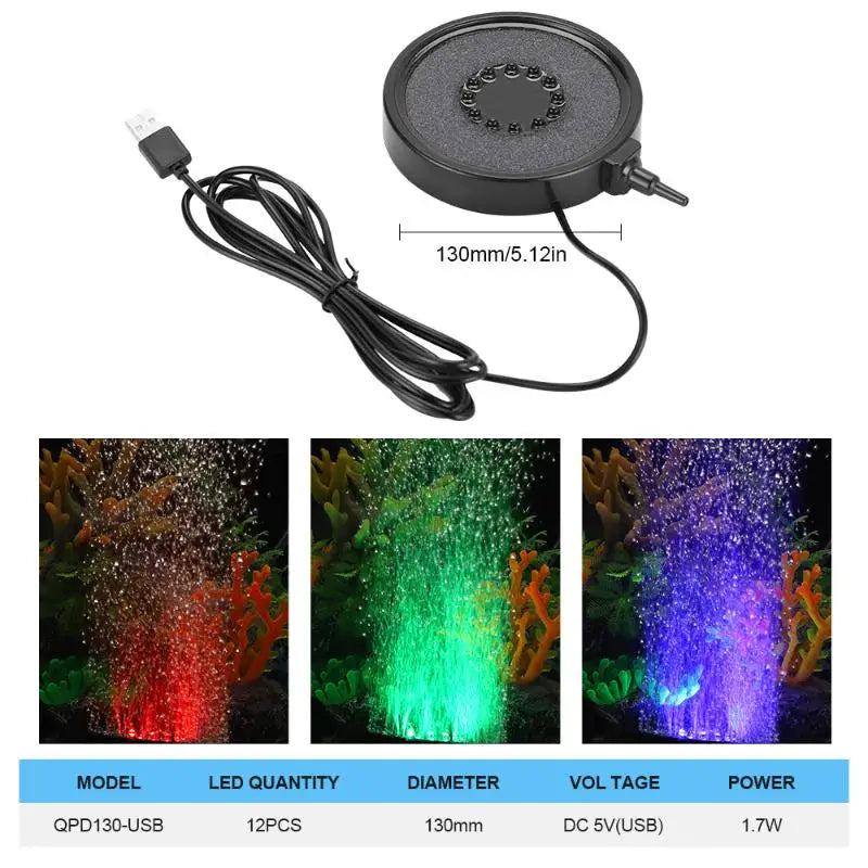 USB LED Aquarium Air Stone | Submersible Bubble Diffuser