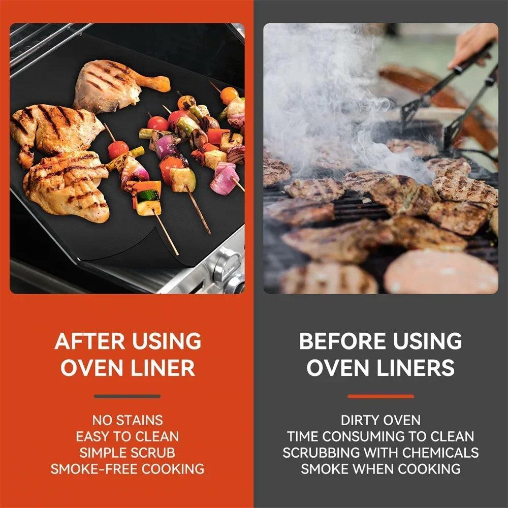 Reusable Non-Stick Oven Liners, Heat Resistant Teflon Protector Mat for Bottom of Electric & Gas Oven, Grill Mats for Roasting Oasis Select