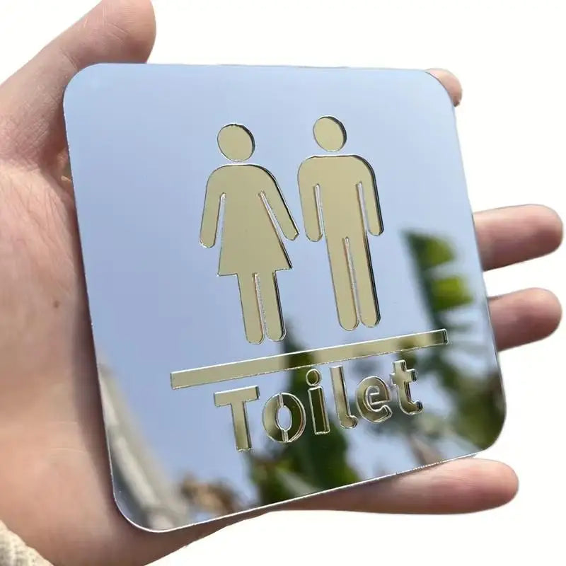 3.94-inch Acrylic Toilet Sign For Men And Women, Bathroom Identification, Round And Square Toilet Mirror Decals For Home Decor. Oasis Select