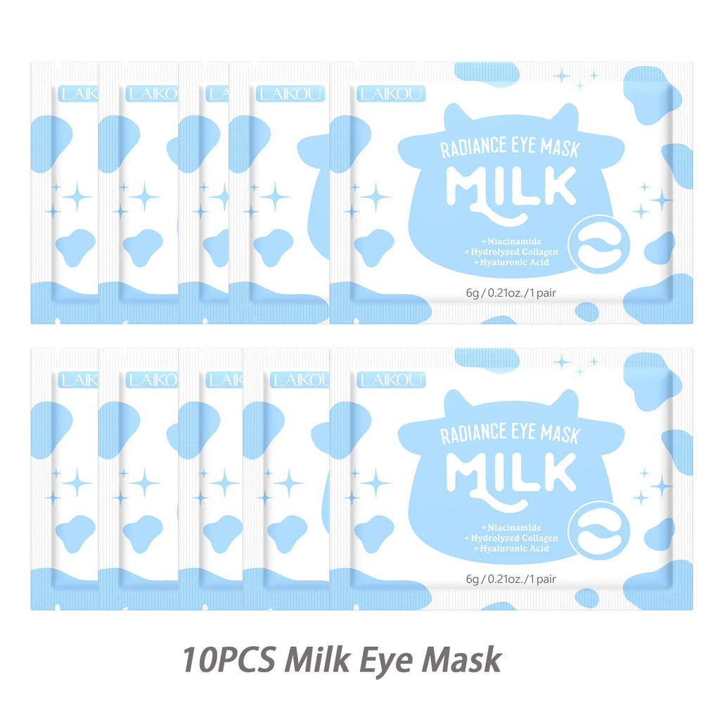Sakura or Milk or 24K Gold Eye Mask Eye Patches Firming Moisturizing Nourishing Relieves Dark Circles Puffiness under Eyes Oasis Select 10PCS Milk Eye Msak