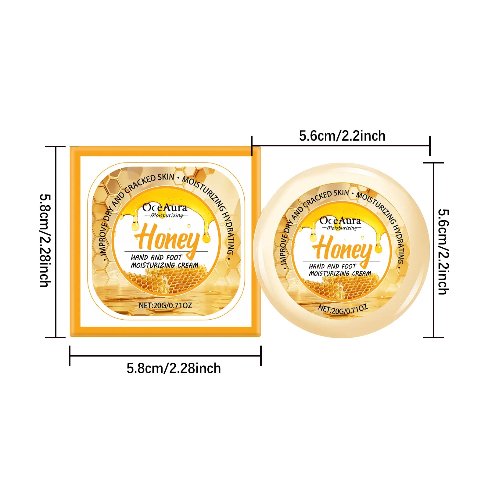 OceAura Honey Hand & Foot Cream – Moisturizing, 20g Hand & Foot Cream Oasis Select