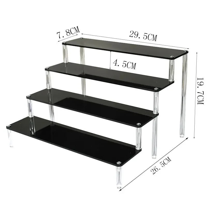 1–5 Tier Acrylic Display Stand | Riser Shelf Rack – Clear & Black