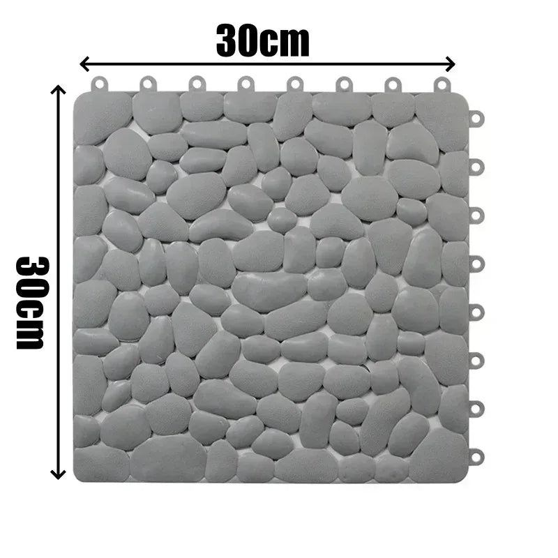 1-10PC 30X30cm Bathroom Pebble Non Slip Mat Waterproof Splicing Shower Pad for Toilet Room Floor Drop Resistant Foot Cushion Mat Oasis Select