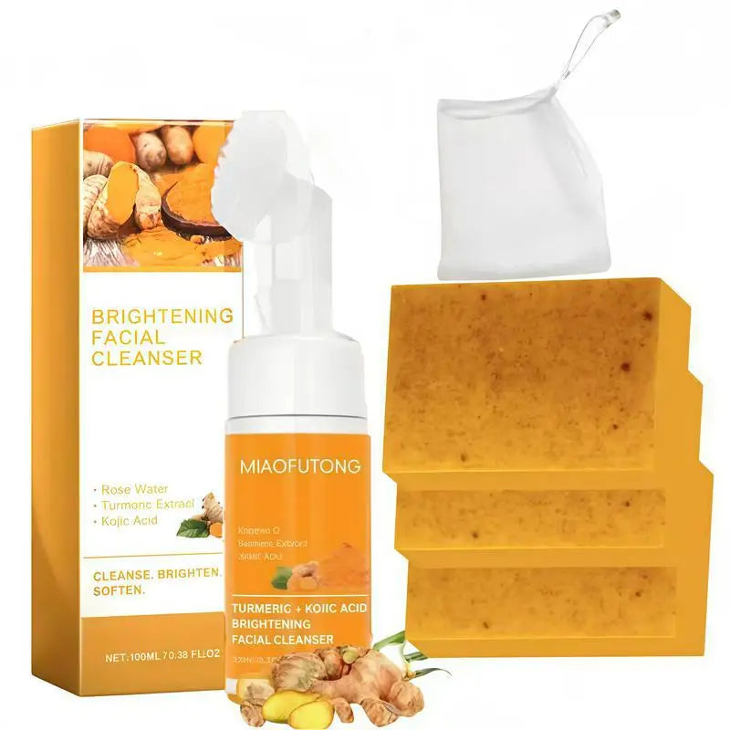 Turmeric Cleanser & Soap Sets Deeply Cleansing Kojic Acid Blackhead Remover Skin Cleansing Oil Control Fade Acne Marks Brighten Oasis Select